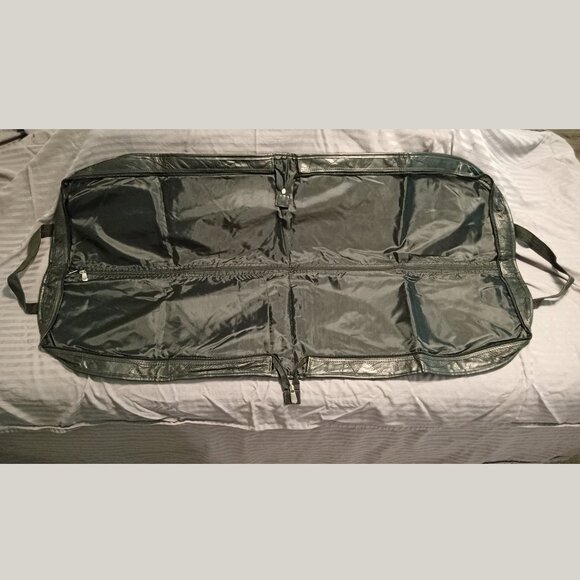 Patchwork Leather Garment Bag with embroidered Dallas Dance Festival Logo - Picture 5 of 14